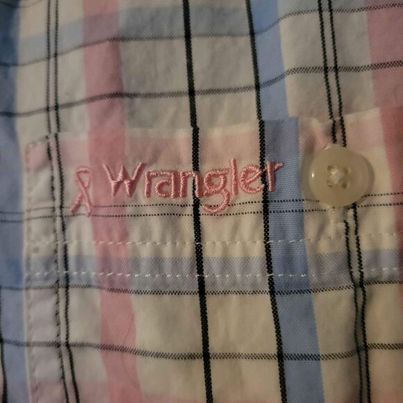 Men's XL Wrangler Breast Cancer Awareness Button Down Long Sleeve Shirt - Picture 3 of 5